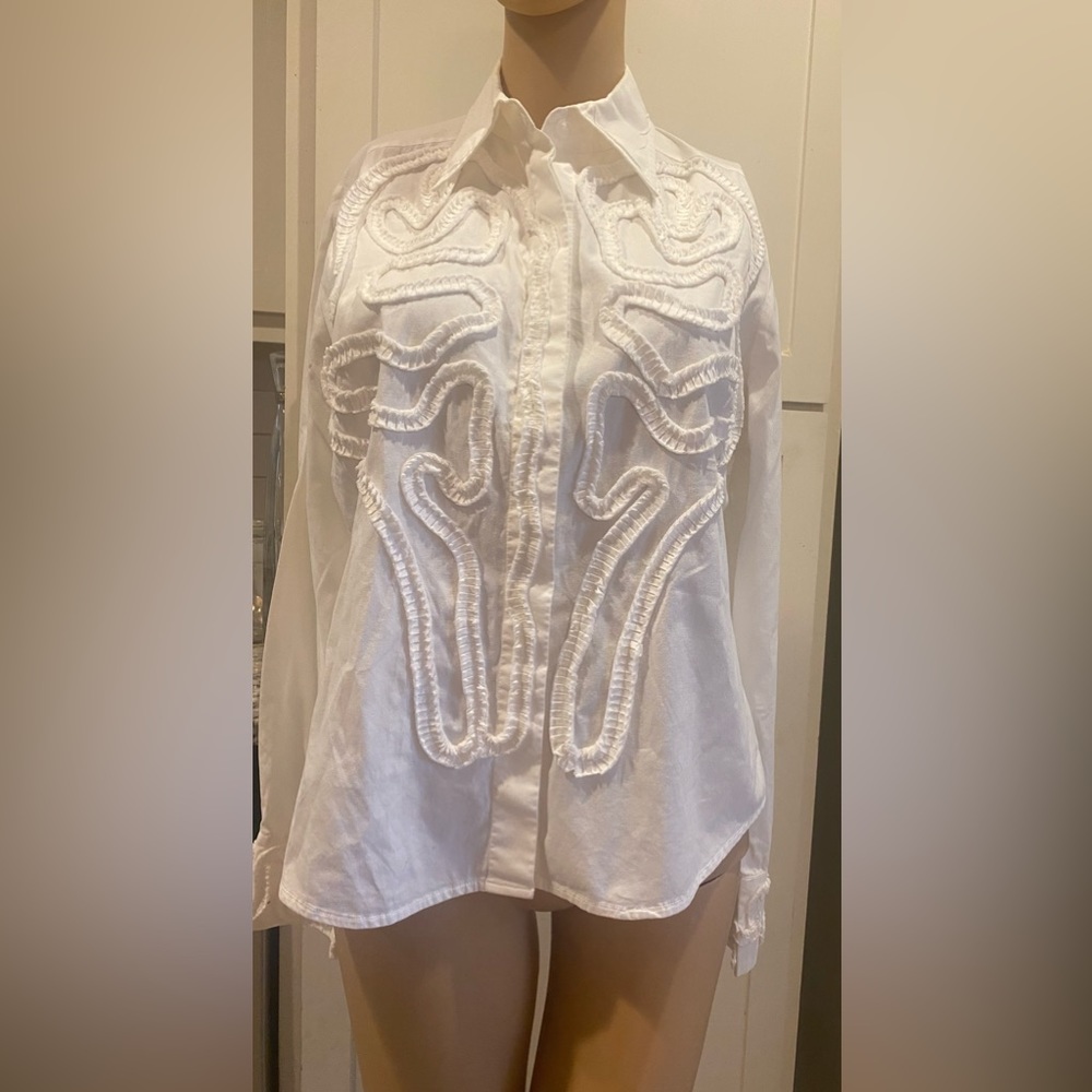 NWOT WHITE SHIRT BEAUTIFUL 10 Sz